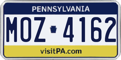 PA license plate MOZ4162