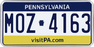 PA license plate MOZ4163