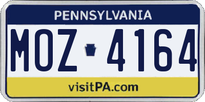 PA license plate MOZ4164