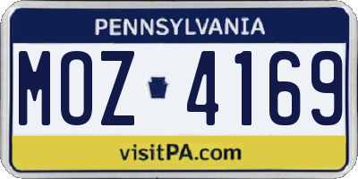 PA license plate MOZ4169