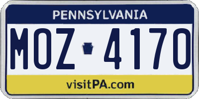 PA license plate MOZ4170
