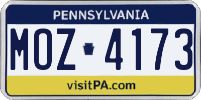 PA license plate MOZ4173