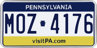 PA license plate MOZ4176
