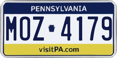 PA license plate MOZ4179