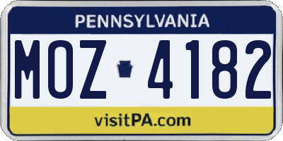 PA license plate MOZ4182