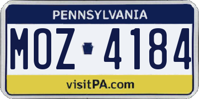 PA license plate MOZ4184
