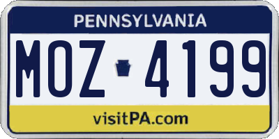 PA license plate MOZ4199