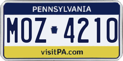 PA license plate MOZ4210