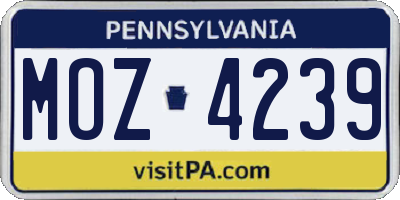 PA license plate MOZ4239