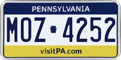 PA license plate MOZ4252