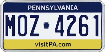 PA license plate MOZ4261