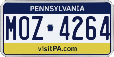 PA license plate MOZ4264