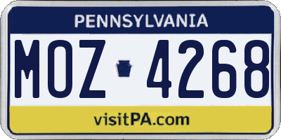 PA license plate MOZ4268