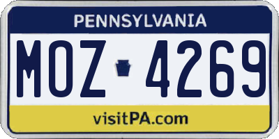 PA license plate MOZ4269