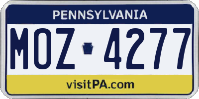 PA license plate MOZ4277