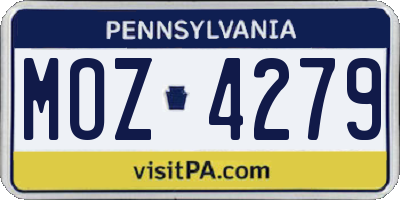 PA license plate MOZ4279