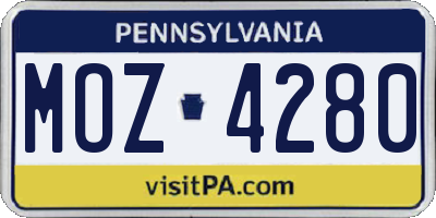 PA license plate MOZ4280