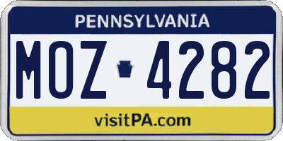 PA license plate MOZ4282