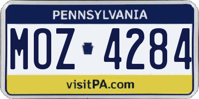 PA license plate MOZ4284
