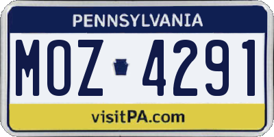 PA license plate MOZ4291