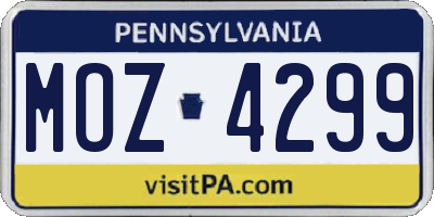 PA license plate MOZ4299