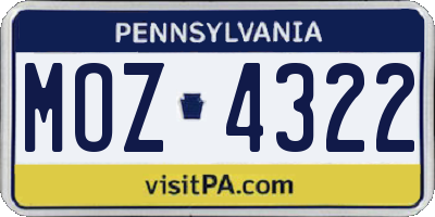 PA license plate MOZ4322
