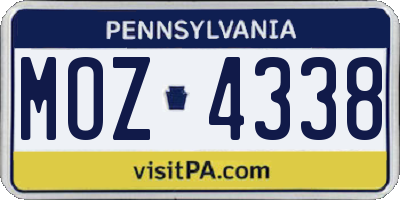 PA license plate MOZ4338