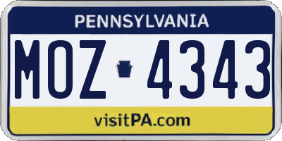 PA license plate MOZ4343
