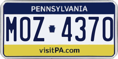 PA license plate MOZ4370