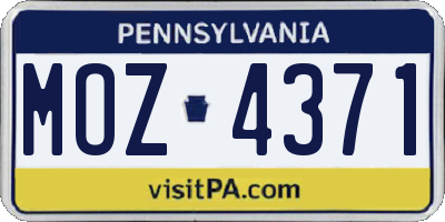 PA license plate MOZ4371