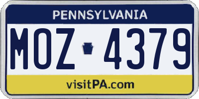 PA license plate MOZ4379
