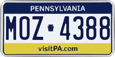 PA license plate MOZ4388