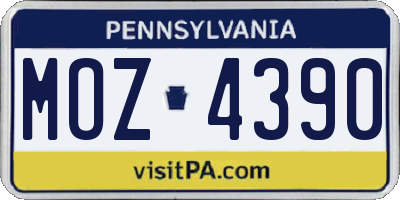 PA license plate MOZ4390
