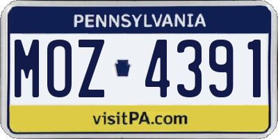 PA license plate MOZ4391