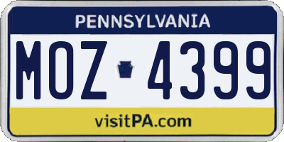 PA license plate MOZ4399