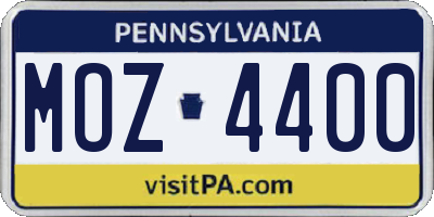 PA license plate MOZ4400