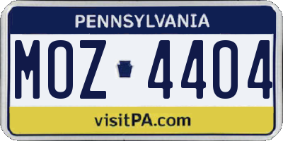 PA license plate MOZ4404