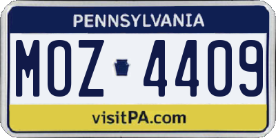 PA license plate MOZ4409