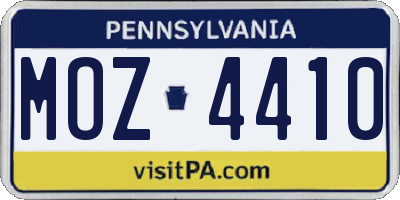 PA license plate MOZ4410