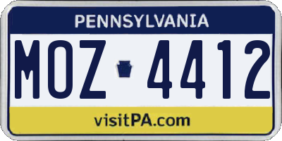 PA license plate MOZ4412