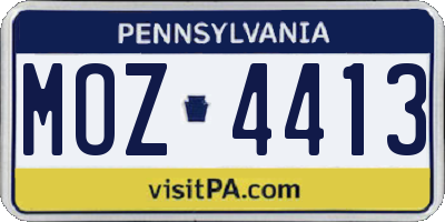 PA license plate MOZ4413