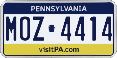 PA license plate MOZ4414