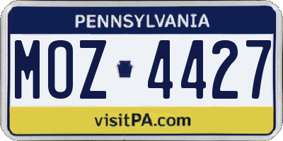 PA license plate MOZ4427