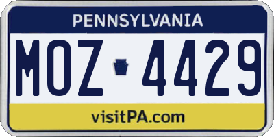 PA license plate MOZ4429