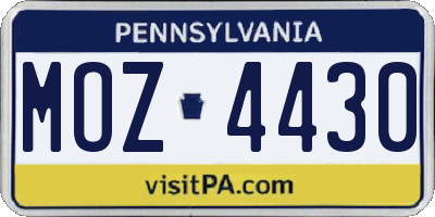 PA license plate MOZ4430