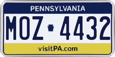 PA license plate MOZ4432