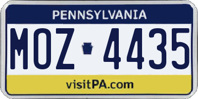 PA license plate MOZ4435