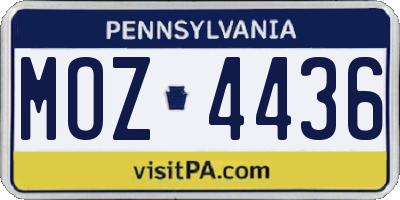 PA license plate MOZ4436