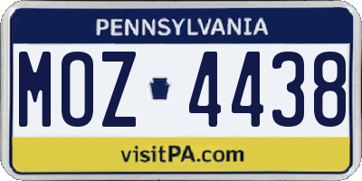 PA license plate MOZ4438