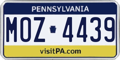 PA license plate MOZ4439